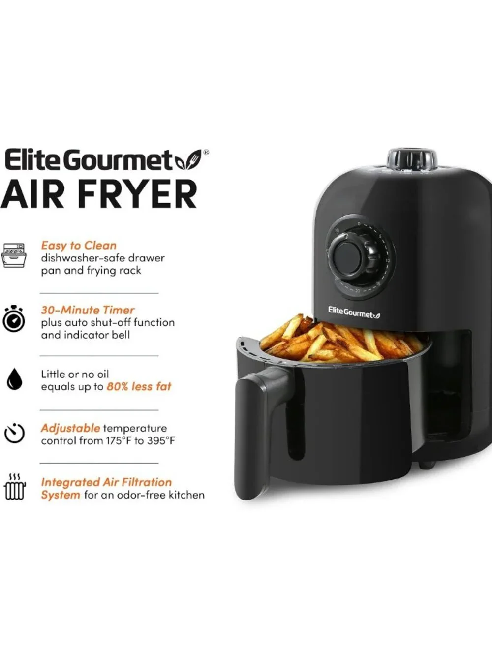 Compact Oil-Less Personal Air Fryer | 1000W Healthy Cooker with Timer & Temp